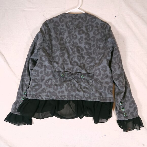 Crazy Train Gypsy Girl Blazer Womens Large Cheetah Print Western Rodeo FLAWS - Picture 2 of 15